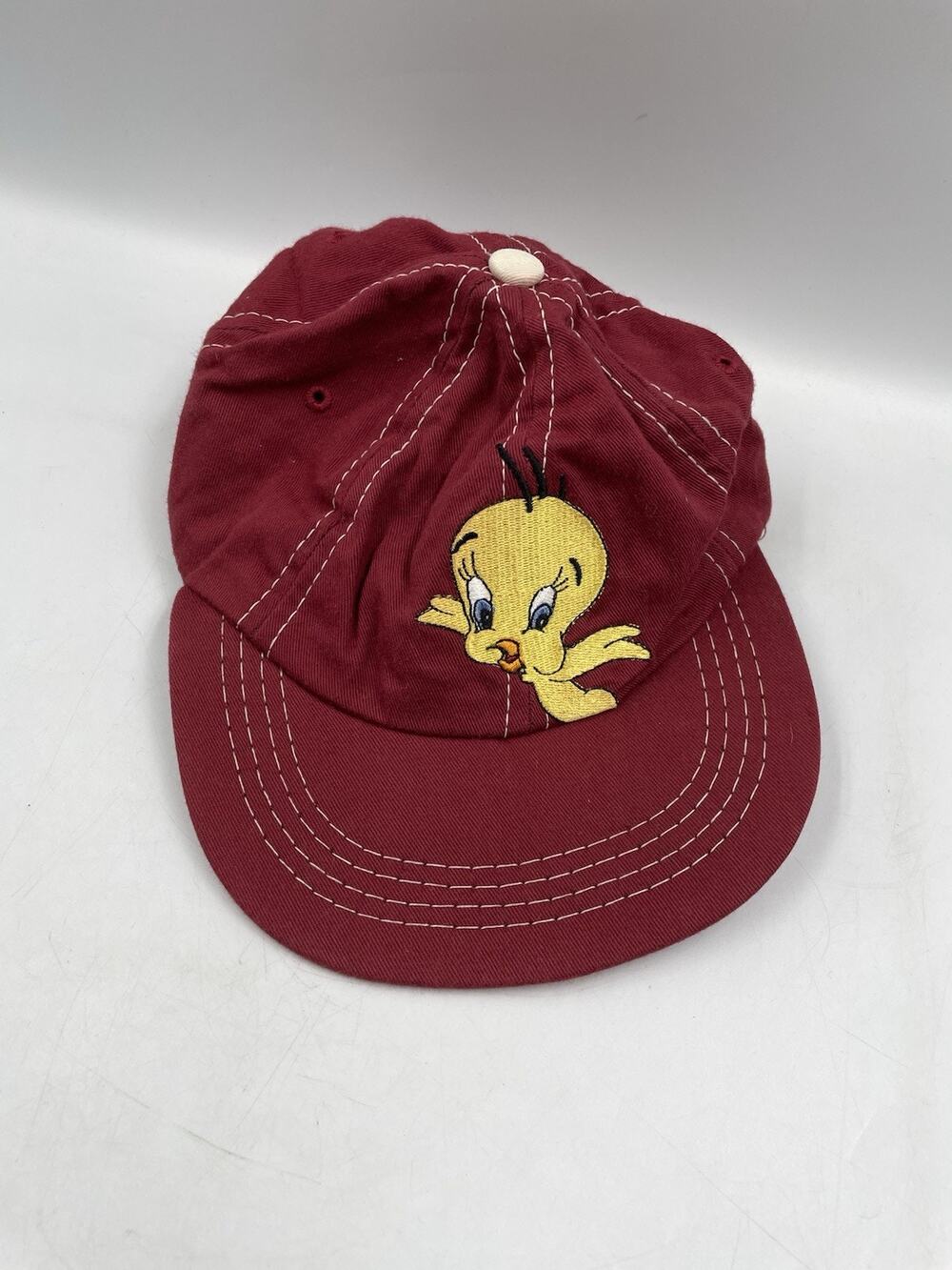 Vintage 1991 Warner Brothers Burgundy Kids Cap Tweety Bird Acme Clothing NWOT